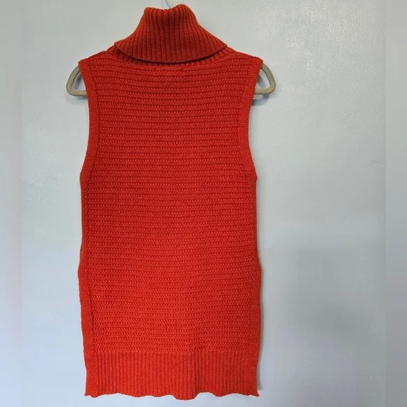 Banana Republic Textured Sleeveless Tutleneck XS Orange Red - Picture 3 of 7